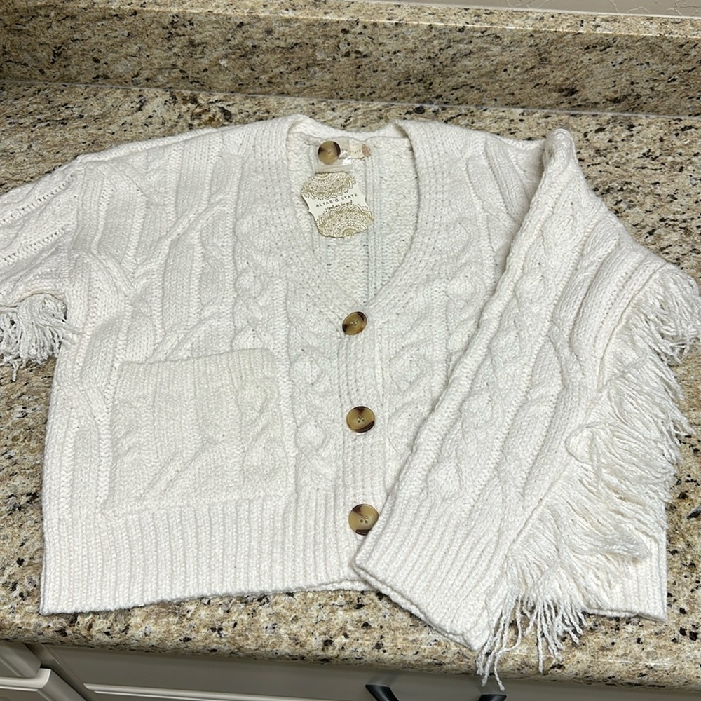 Alter’d State cream cardigan with fringe